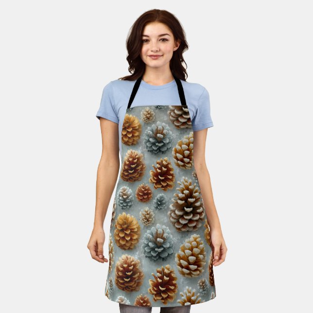 Delantal Armonía de las pineconas de invierno (Gastado)