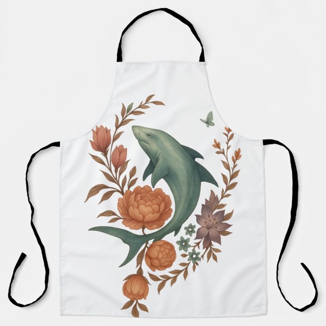 Delantal Armonía floral del tiburón - Arte de la naturaleza (Anverso)