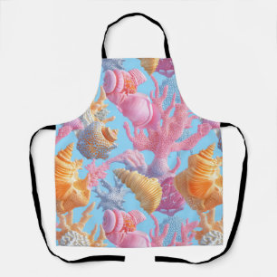 Delantal Arrecife de coral pastel concha lavanda turquesa