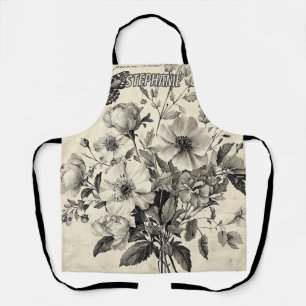 Delantal Arreglo floral antiguo - Mariposa monocroma