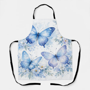 Delantal Arreglo floral de mariposa azul