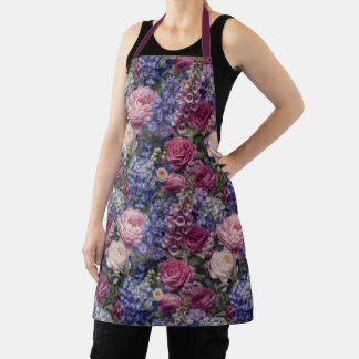 Delantal Arreglo Floral Denso Jardín Inglés