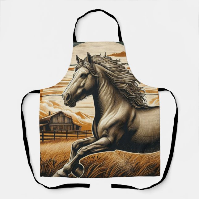 Delantal Arroz/caballo vintage/occidente (Anverso)