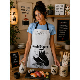 Delantal Arroz y brillo, gato de sushi