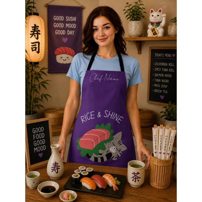 Delantal Arroz y brillo, gato de sushi (Subido por el creador)