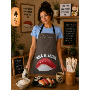 Delantal Arroz y brillo, gato de sushi