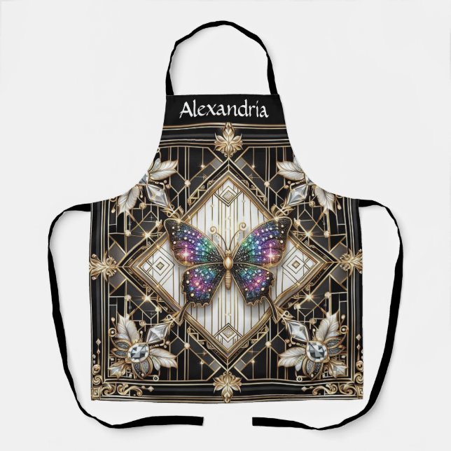 Delantal Art Déco Art Nouveau Mariposa Arcoíris (Anverso)