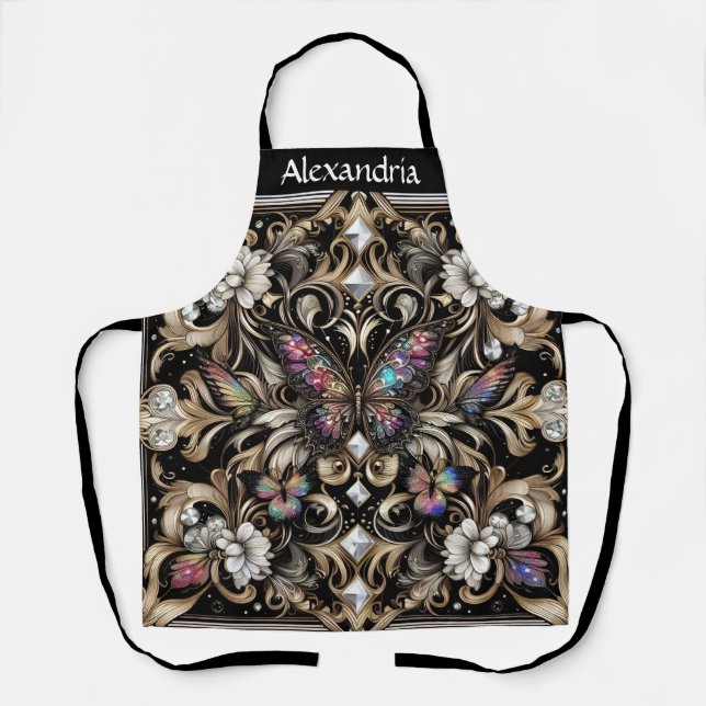 Delantal Art Déco Art Nouveau Mariposa Arcoíris (Anverso)