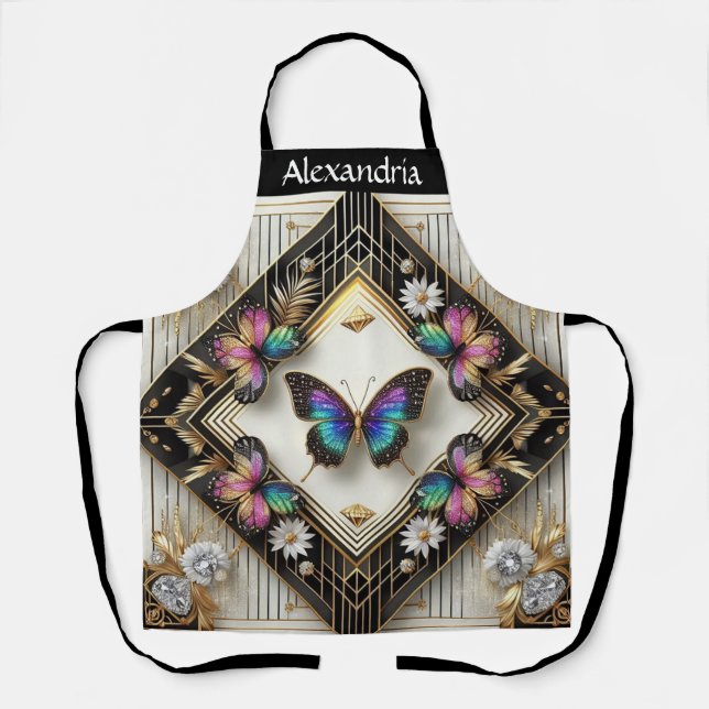 Delantal Art Déco Art Nouveau Mariposa Arcoíris (Anverso)