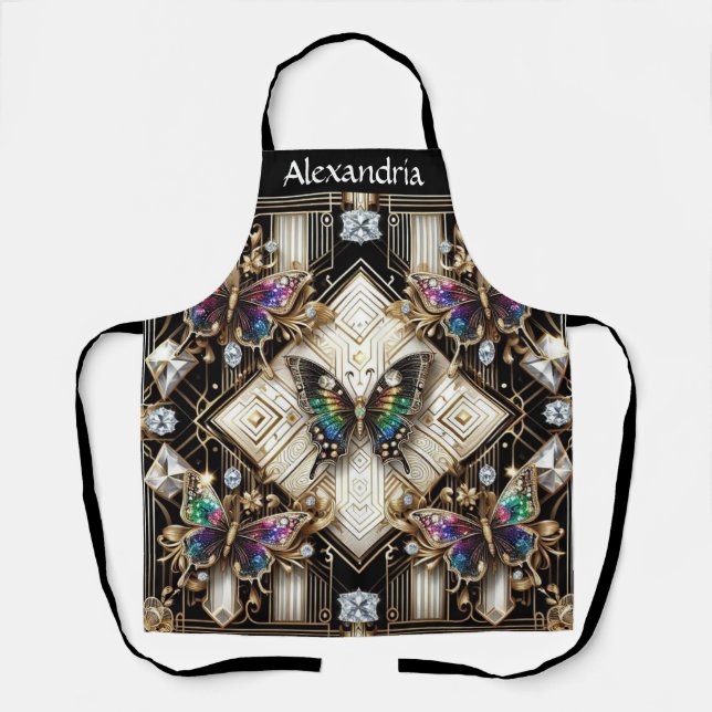 Delantal Art Déco Art Nouveau Mariposa Arcoíris (Anverso)