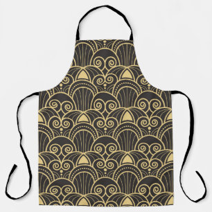 Delantal Art Deco: Baldosas Geométricas de Oro.