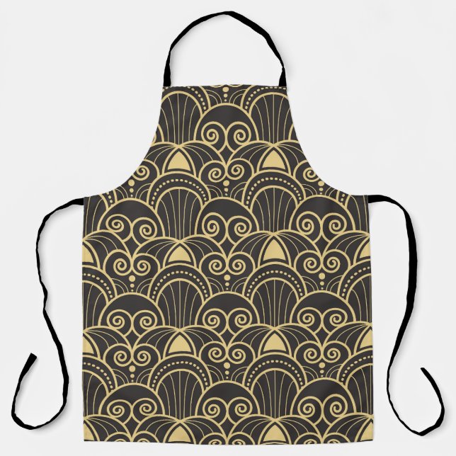 Delantal Art Deco: Baldosas Geométricas de Oro. (Anverso)