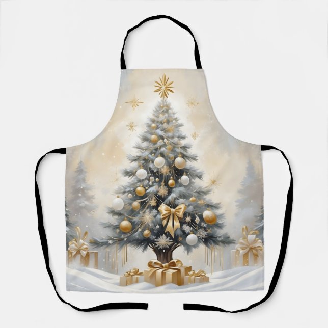 Delantal Art Deco Christmas Luxurious Gold Bows and Gifts (Anverso)