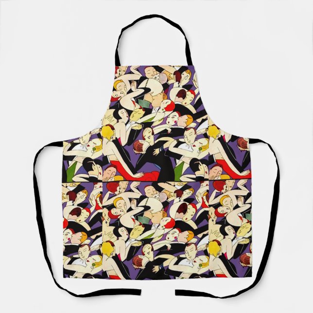 Delantal Art Deco Dancing Couples Pattern | 1920s Jazz Age  (Anverso)