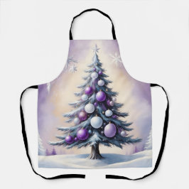 Delantal Art Deco Navidad Neblina Púrpura y Plateada 
