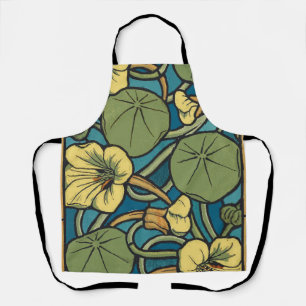 Delantal Art Nouveau Nasturtium Azul Oro floral Verneuil