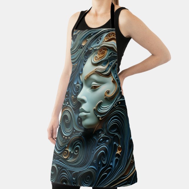 Delantal Arte 3D de Moonlit Woman (in situ)