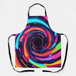 Delantal Arte abstracto colorido de espiral neón