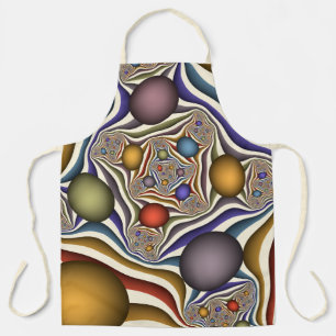 Delantal Arte abstracto fractal moderno colorido volando