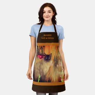 Delantal Arte animal de gato siamés personalizado
