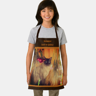 Delantal Arte animal de gato siamés personalizado