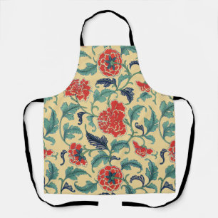 Delantal Arte Antiguo Chinoisería Floral Roja Art Nouveau