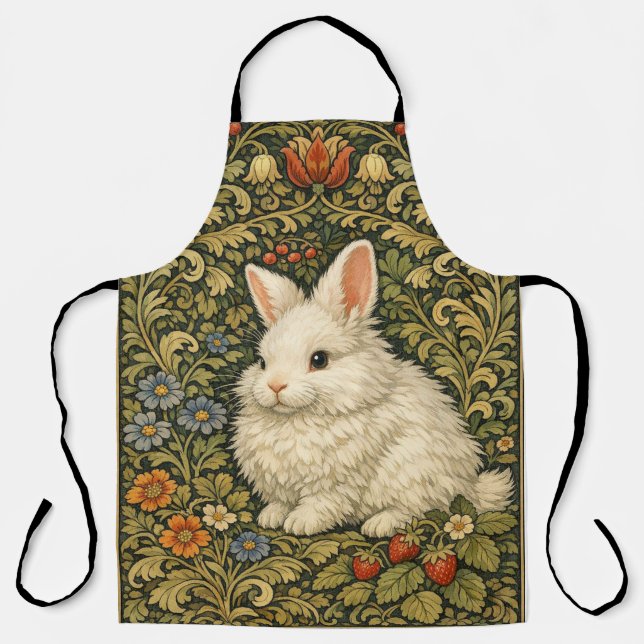 Delantal Arte antiguo conejo blanco nouveau  (Anverso)
