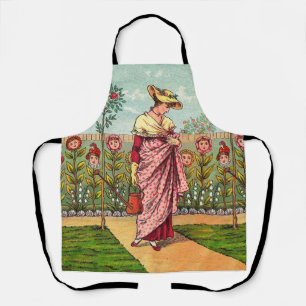 Delantal Arte Antiguo Mujer Flor Crecimiento Jardín