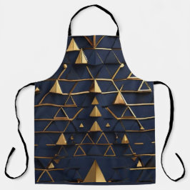 Delantal Arte azul oscuro y pirámide de oro