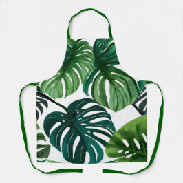 Delantal Arte botánico moderno acuarela hojas de Monstera