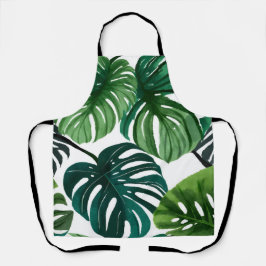 Delantal Arte botánico moderno acuarela hojas de Monstera