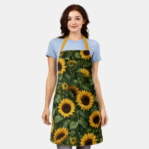 Delantal Arte botánico realista de girasol