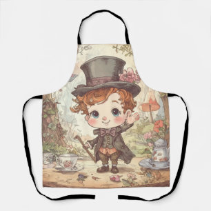 Delantal Arte caprichoso del sombrerero loco adorable del b