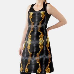 Delantal Arte de Achem de Monocromo Negro de Oro Líquido Co