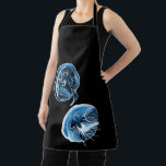Delantal Arte de acuarela de MoonJellyfish<br><div class="desc">Las medusas lunares originales acuarela arte fino. Pescado de gelatina luminescente sobre un fondo negro.</div>