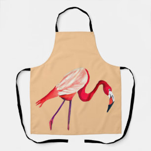 Delantal arte de aves acuáticas flamingo naranja