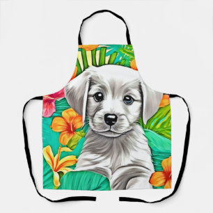 Delantal Arte De Cachorro Floral