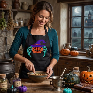 Delantal Arte de calabaza de Halloween espeluznante, araña