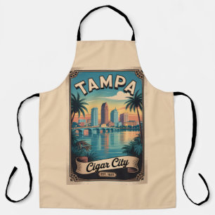 Delantal Arte de cartel de viaje retro de Tampa Florida vin