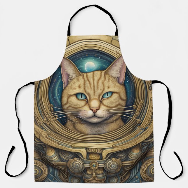 Delantal Arte de ciberpunk astronauta al gato (Anverso)