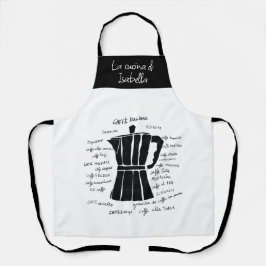 Delantal Arte de cocina café espresso italiano negro