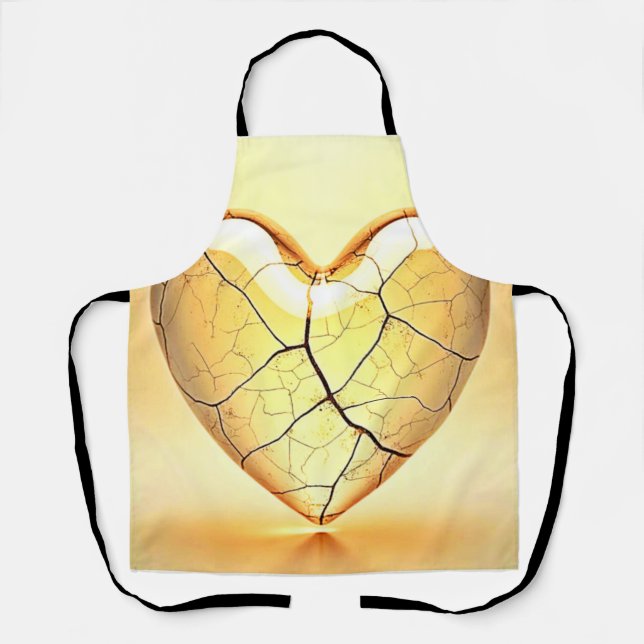 Delantal Arte de Corazón Agrietado Dorado (Anverso)