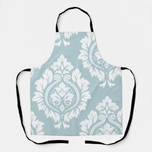 Delantal Arte de Damasco Decorativo I Blanco sobre Azul de 