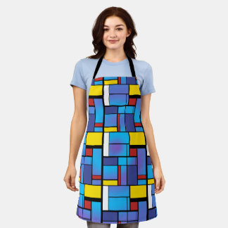 Delantal Arte de estilo Mondrian, colores de onda Mondrian