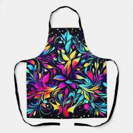 Delantal Arte de explosión floral neón