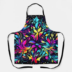 Delantal Arte de explosión floral neón