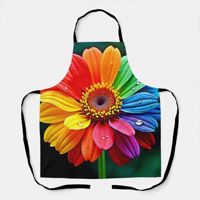Delantal Arte de Flor de Pétalo de Arcoíris (Anverso)