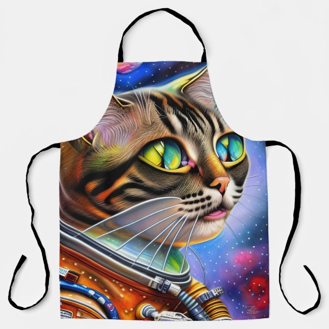 Delantal Arte de gato astronauta (Anverso)