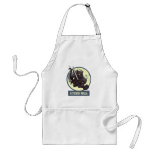 Delantal Arte de Gato Negro Saltarín Chef Ninja