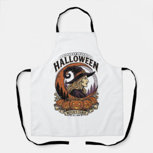 Delantal Arte de grabado de luna de calabaza de Halloween d